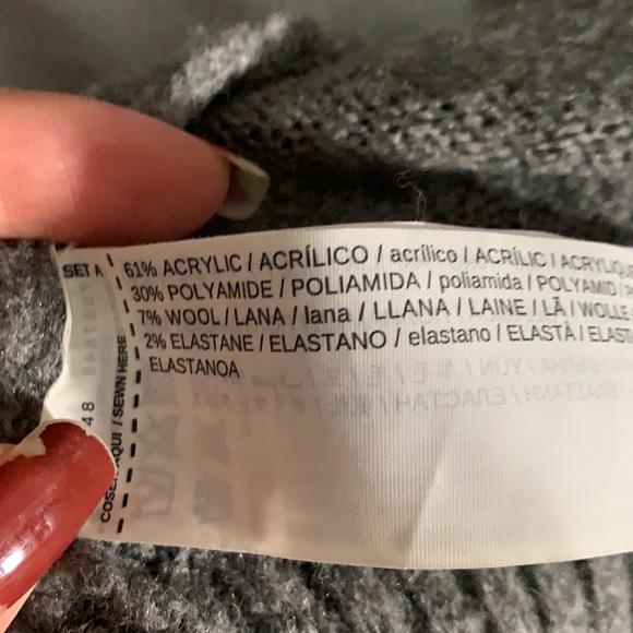 Mango wool blend gray button down grandpa cardigan oversized fit - Picture 3 of 6